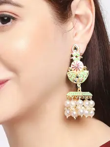 OOMPH Meenakari & Kundan Floral Jhumkas Earrings