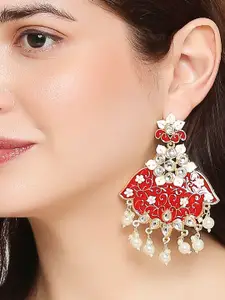OOMPH Meenakari & Kundan Floral Drop Earrings