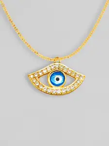 OOMPH Gold-Toned Stone Studded Evil Eye  Pendant