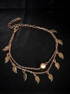 OOMPH Women Gold-Toned Artificial Beads and Stones Anklet