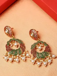 OOMPH Meenakari Enamel with Kundan & Pearls Circular Chandbalis Earrings