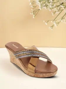 Mochi Gold-Toned Wedge Sandals