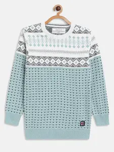 Octave Boys Blue & White Printed Pullover