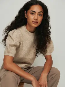 NA-KD Women Beige Solid Pullover