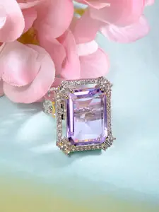 Saraf RS Jewellery Silver-Plated & Toned Lavender AD Studded Ring
