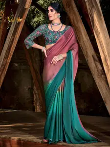 Saree mall Mauve & Turquoise Blue Ombre Embellished Sarees