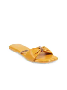 Metro Women Yellow Embellished Open Toe Flats