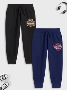 Trampoline Boys Pack Of 3 Black & Blue Printed Cotton joggers