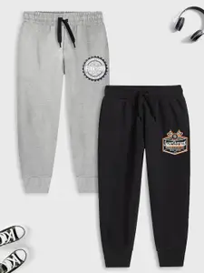 Trampoline Boys Pack Of 2 Black & Grey Printed Cotton joggers