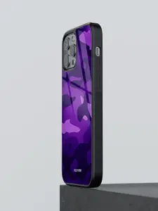macmerise Purple Printed Camo Persian Indigo 12 Pro Max Glass Phone Back Case