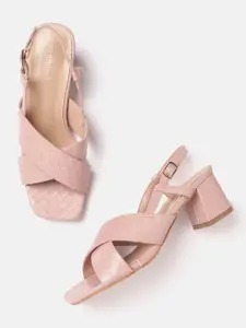 Van Heusen Woman Pink Woven Design PU Block Sandals