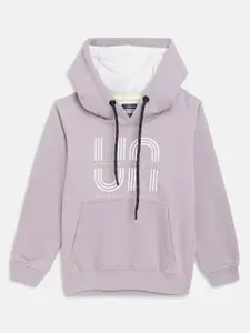 Octave Boys Purple Printed Hooded Sweatshirt