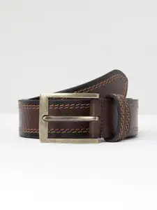 max Men Brown Textured Leather Formal Belt