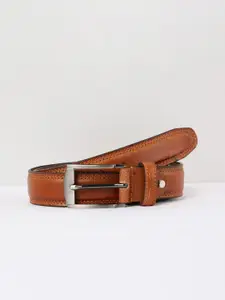 max Men Tan Textured Leather Formal Belt