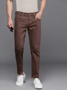 Louis Philippe Jeans Men Dark Mauve Slim Fit Low-Rise Stretchable Jeans