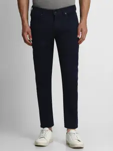 Louis Philippe Jeans Men Navy Blue Slim Fit Low-Rise Light Fade Stretchable Jeans