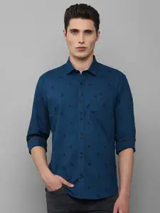 Louis Philippe Jeans Men Navy Blue Slim Fit Printed Pure Cotton Casual Shirt