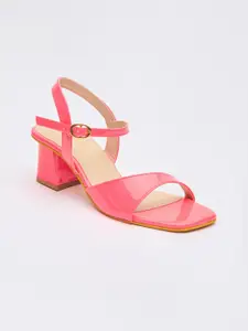Tokyo Talkies Pink Block Sandals with Buckles
