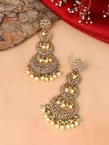 Yellow Chimes Gold-Plated & White Contemporary Chandbalis Earrings