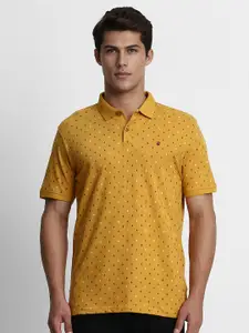 Louis Philippe Sport Men Navy Blue & Red Geometric Printed Polo Collar T-shirt