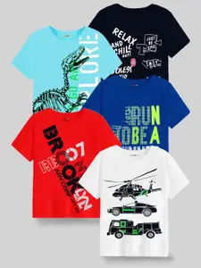 KUCHIPOO Boys Multicoloured 5 Printed Extended Sleeves T-shirt
