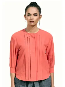 Lake Peace Woman Coral Pleated Top