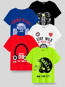 KUCHIPOO Boys Multicoloured 5 Printed Applique T-shirt