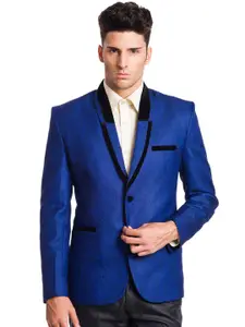 Wintage Blue Single-Breasted Tailored Fit Party Blazer