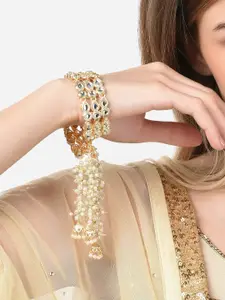 Zaveri Pearls Women Gold-Toned & White Kundan Gold-Plated Bangle-Style Bracelet
