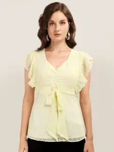 Prettify Women Yellow Solid Cotton Top