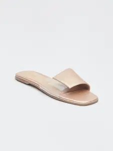 Vishudh Women Champagne Open Toe Flats