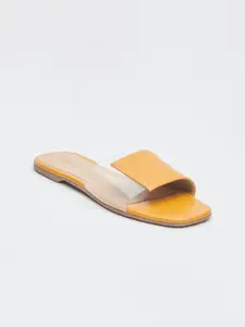 Vishudh Women Mustard Colourblocked Open Toe Flats