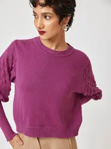 The Label Life Women Pink Cable Knit Pullover