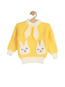 Lil Lollipop Girls Yellow & White Pullover with Embellished Detail