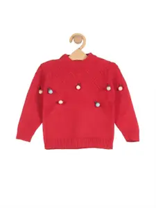 Lil Lollipop Girls Red & Blue Pullover with Embellished Detail