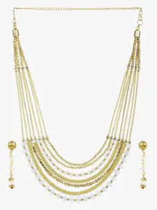 CARDINAL Gold-Toned and Beaded Multi strand Choker Necklace Set