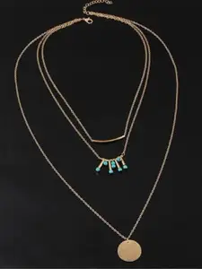 OOMPH Gold-Toned & Blue Layered Necklace