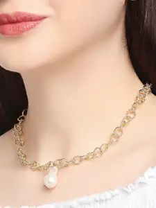 OOMPH Gold-Toned & White Choker Necklace