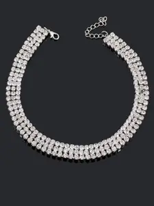 OOMPH Silver-Toned Choker Necklace