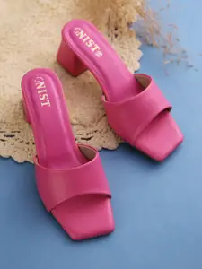 GNIST Pink Solid Block Heels
