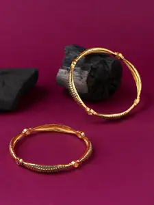 VIRAASI Set Of 2 Gold-Plated & Stone-Studded Bangles