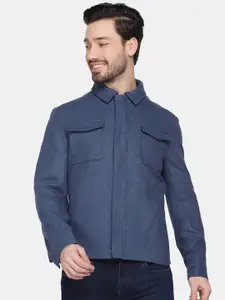 Blackberrys Men Plus Size Blue Solid Tailored Jacket