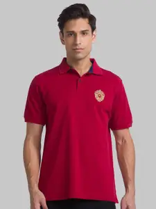 Raymond Men Red Solid Pure Cotton T-Shirt