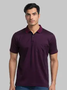 Raymond Men Burgundy Polo Collar Organic Cotton T-shirt