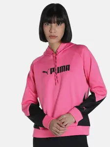 Puma Women Pink Fit POWERFLEECE Training Colourblocked Sweatshirt