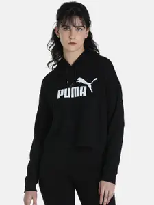 Puma Women Black Essential Logo Printed Sweatshirt