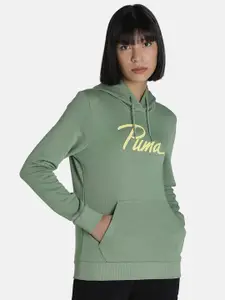 Puma Women Green Stylized Graphic Printed Regular Fit Sweatshirt