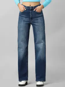 ONLY Women Blue Straight Fit High-Rise Light Fade Jeans