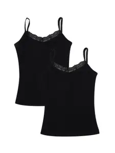 Bodycare Kids Girls Pack Of 2 Black Solid Camisoles