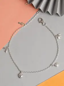 Clara Women 925 Sterling Silver & Silver-Toned Charm Anklet